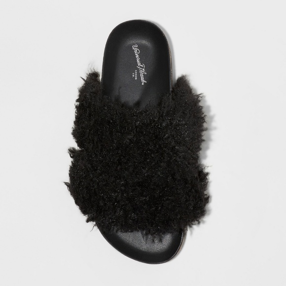NWT Ember Dual Strap Fur Fuzzy Slide Sandals - Picture 4 of 6